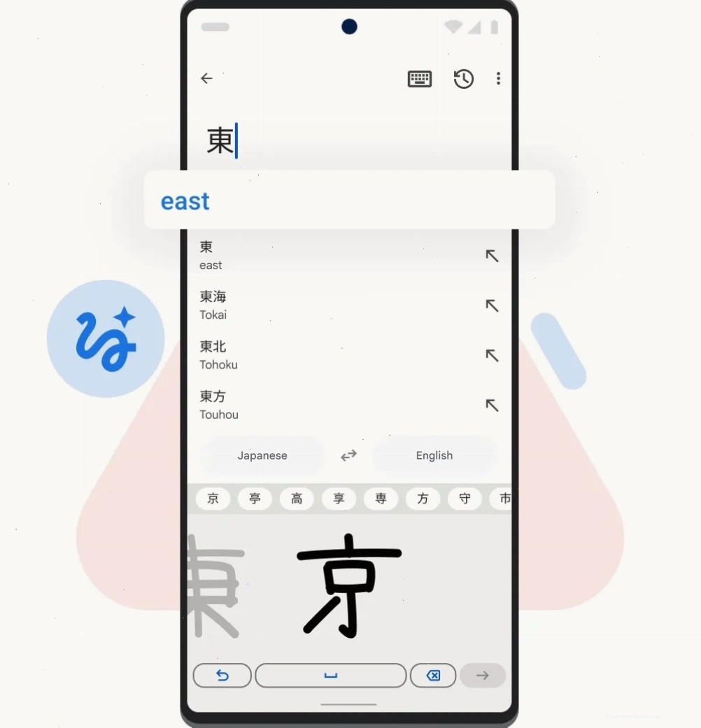 Điện thoại Pixel hiển thị chức năng Viết tay của Google Dịch