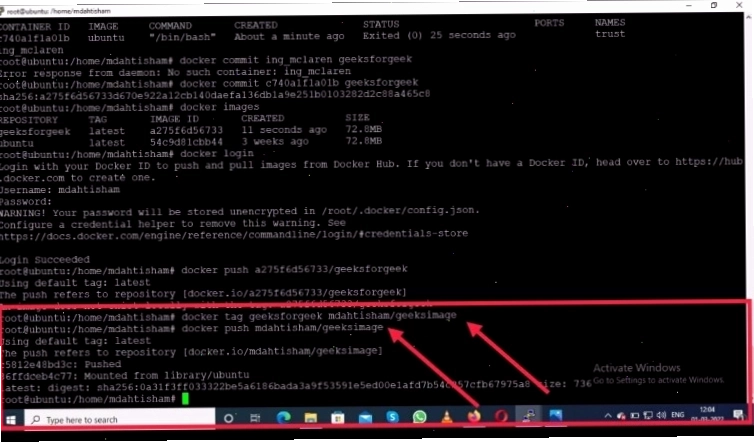 Docker push command example