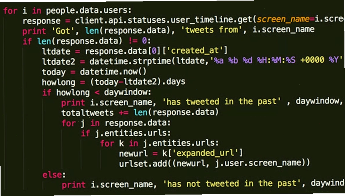 Example of Python code, illustrating the syntax and structure of programming