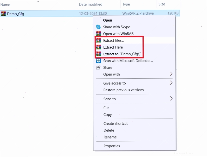 Giải nén file zip trên Windows bằng tính năng Extract All