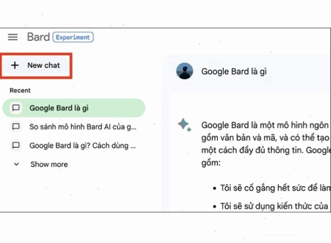 Giao diện Bard Chat sau khi đặt câu hỏi