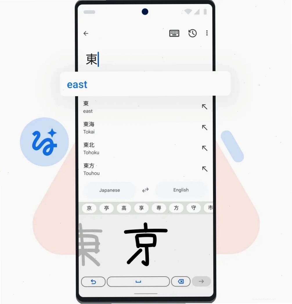 Giao diện Bing Translator trên điện thoại hiển thị chức năng dịch viết tay