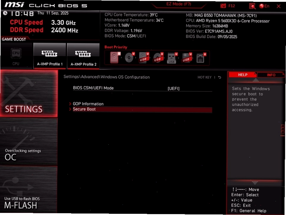 Giao diện BIOS MSI