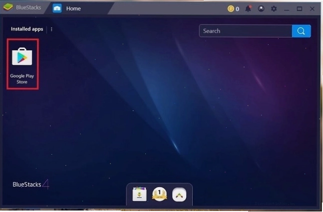 Giao diện BlueStack 4 sau khi cài đặt có tích hợp ứng dụng CH Play