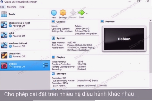 Giao diện cài đặt hệ điều hành trên máy ảo VirtualBox