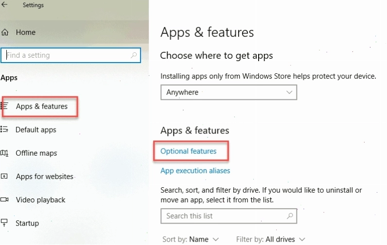 Giao diện cài đặt ứng dụng Windows