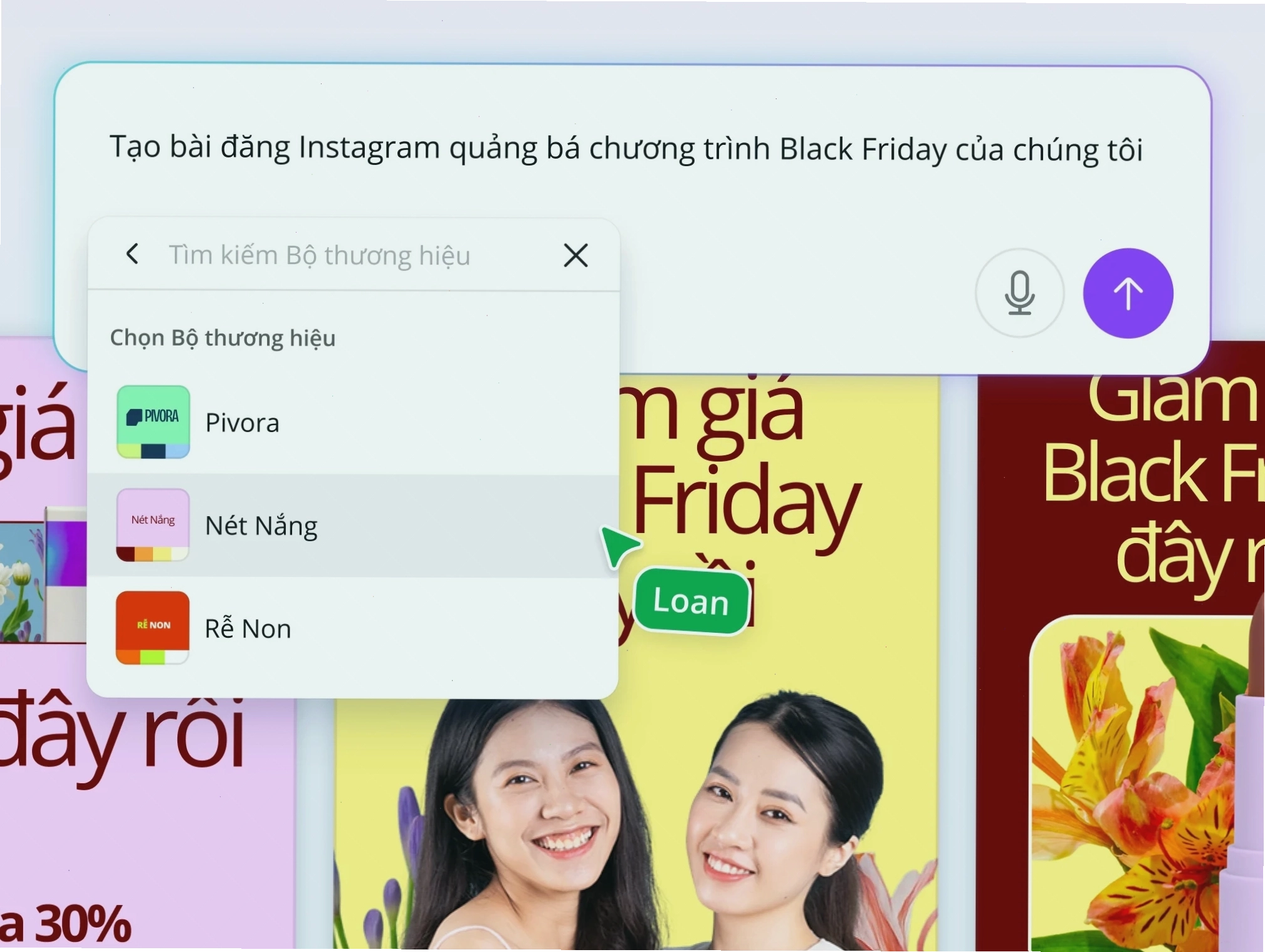 Giao diện Canva AI hiển thị khả năng sáng tạo đa dạng