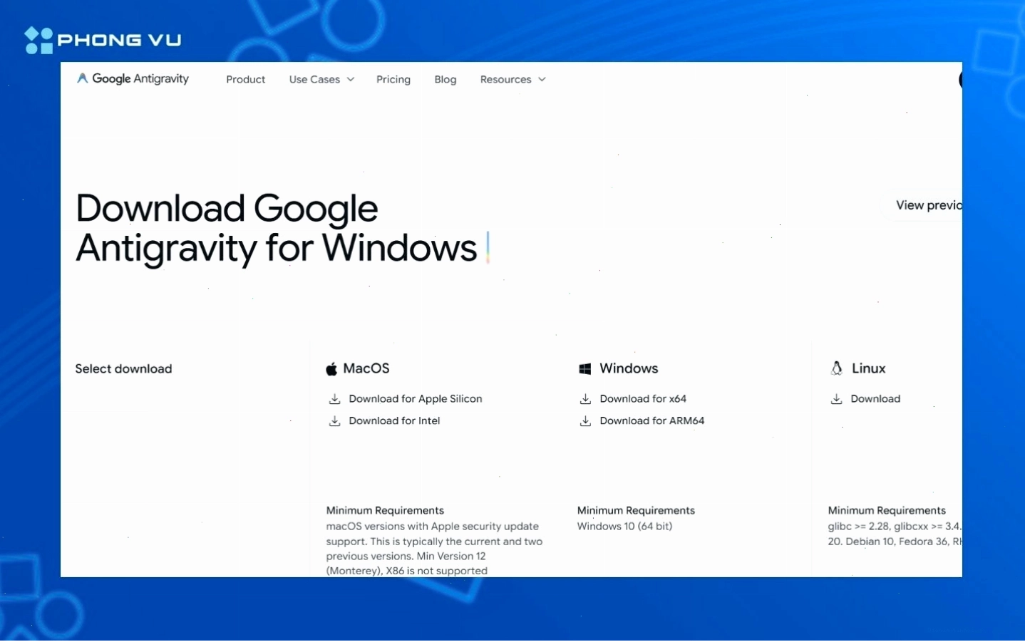 Giao diện chính của Google Antigravity giúp người dùng dễ dàng bắt đầu