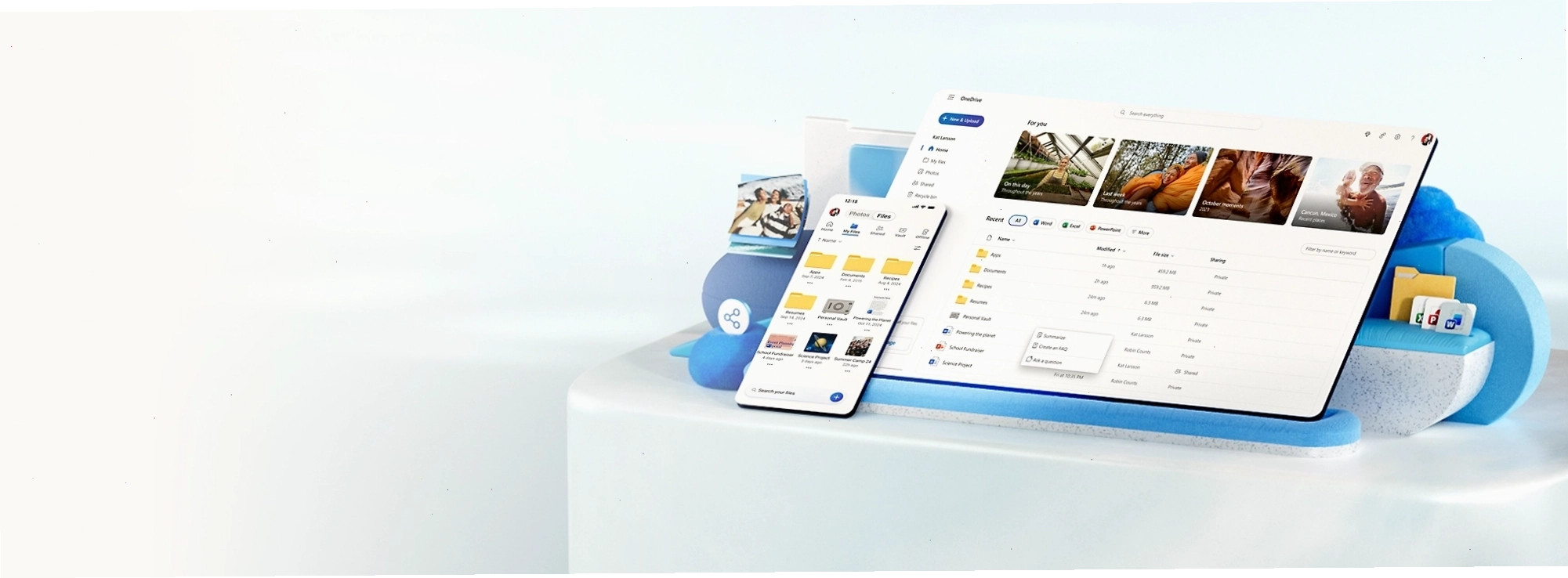 Giao diện chính của Microsoft OneDrive hiển thị các tệp và thư mục đã được lưu trữ