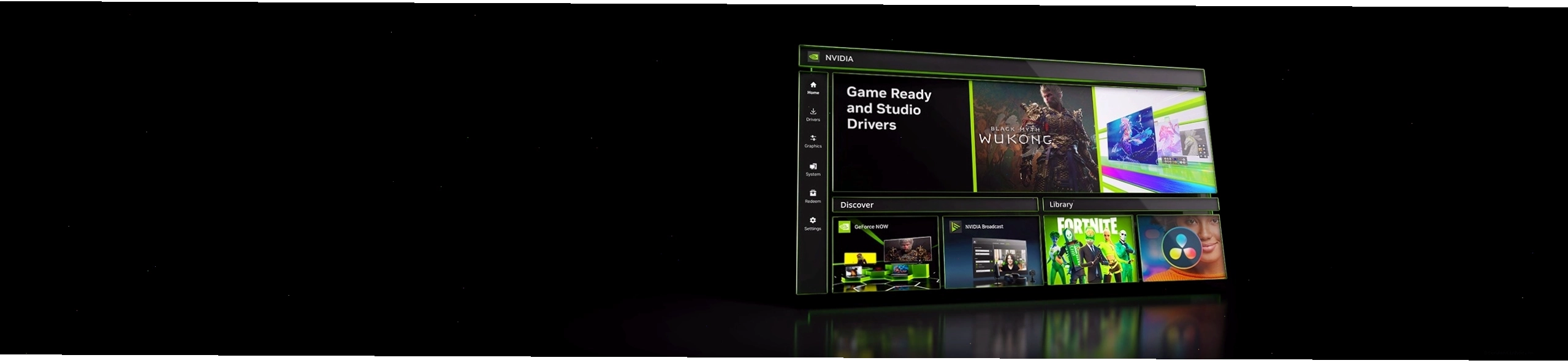 Giao diện chính của NVIDIA App hiển thị các tính năng nổi bật