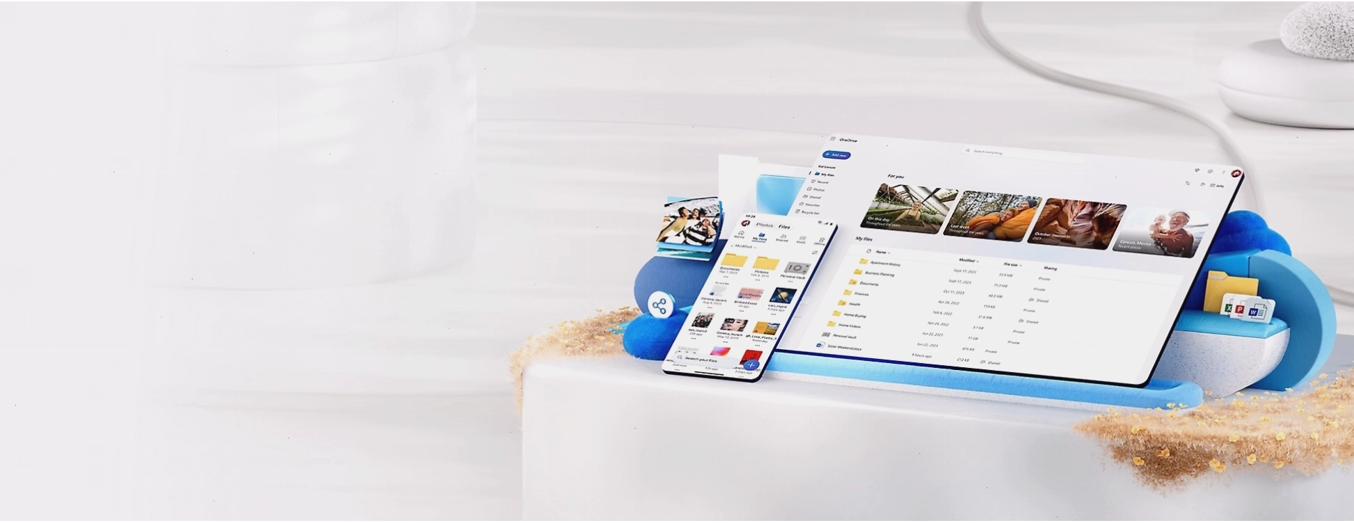 Giao diện chính của OneDrive hiển thị các tệp và thư mục được sắp xếp khoa học