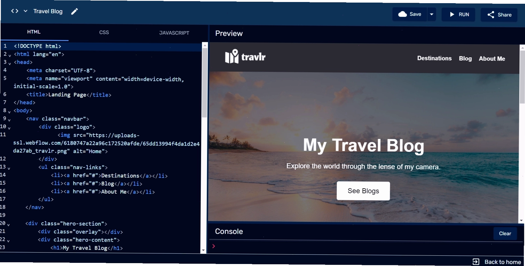 Giao diện Code Editor trên Adriann