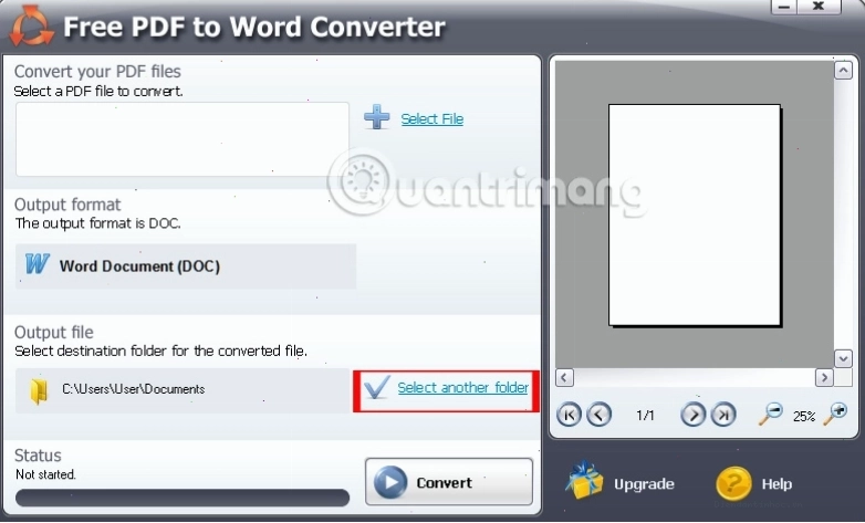 Giao diện công cụ chuyển đổi PDF sang Word