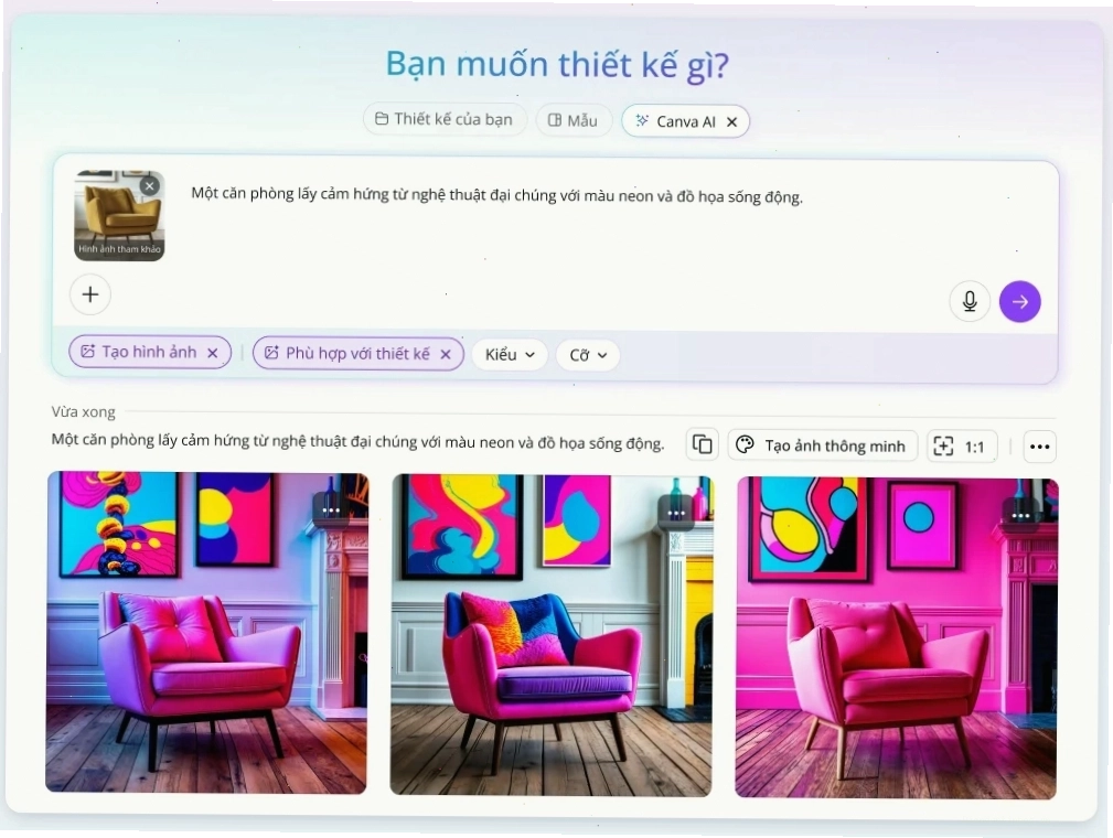 Giao diện công cụ tạo ảnh AI Magic Media của Canva