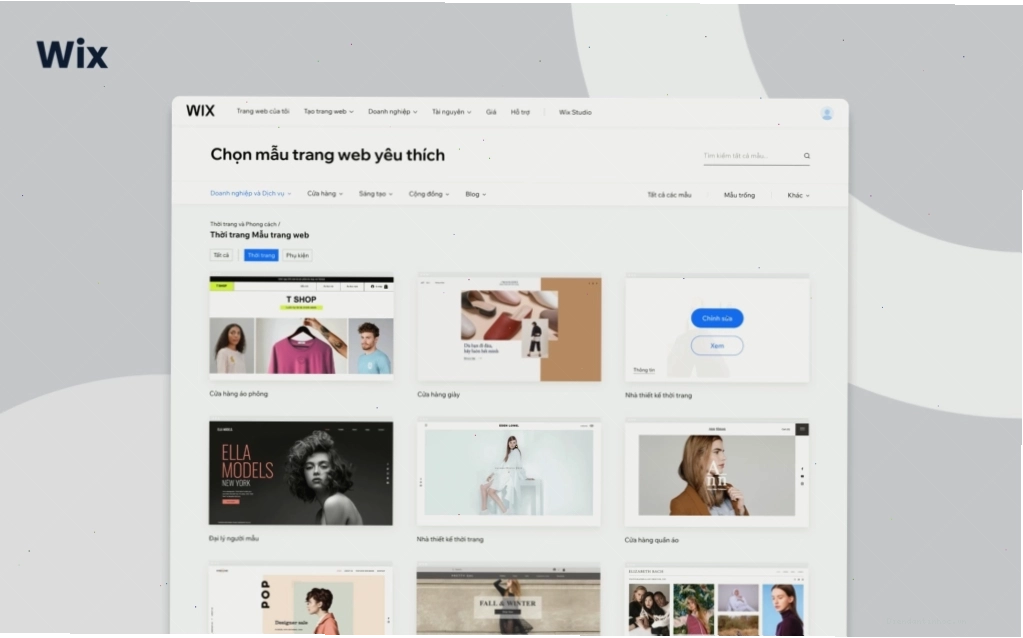 Giao diện công cụ tạo landing page miễn phí Wix với nhiều mẫu thiết kế