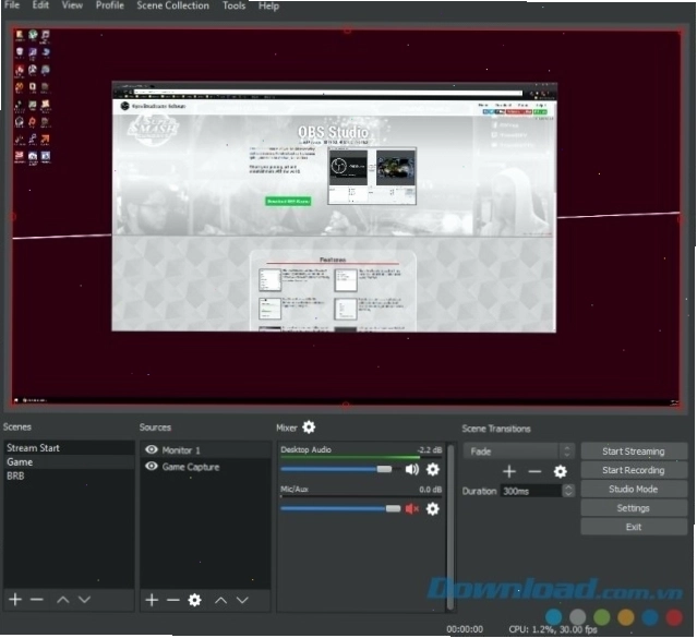 Giao diện đẹp mắt và trực quan của OBS Studio