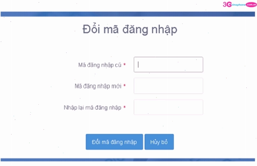 Giao diện đổi mật khẩu tài khoản thi THPT