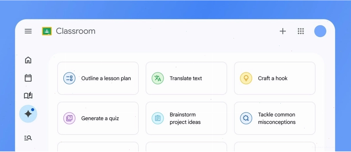 Giao diện Google Classroom hiển thị các công cụ và tính năng AI hỗ trợ soạn bài