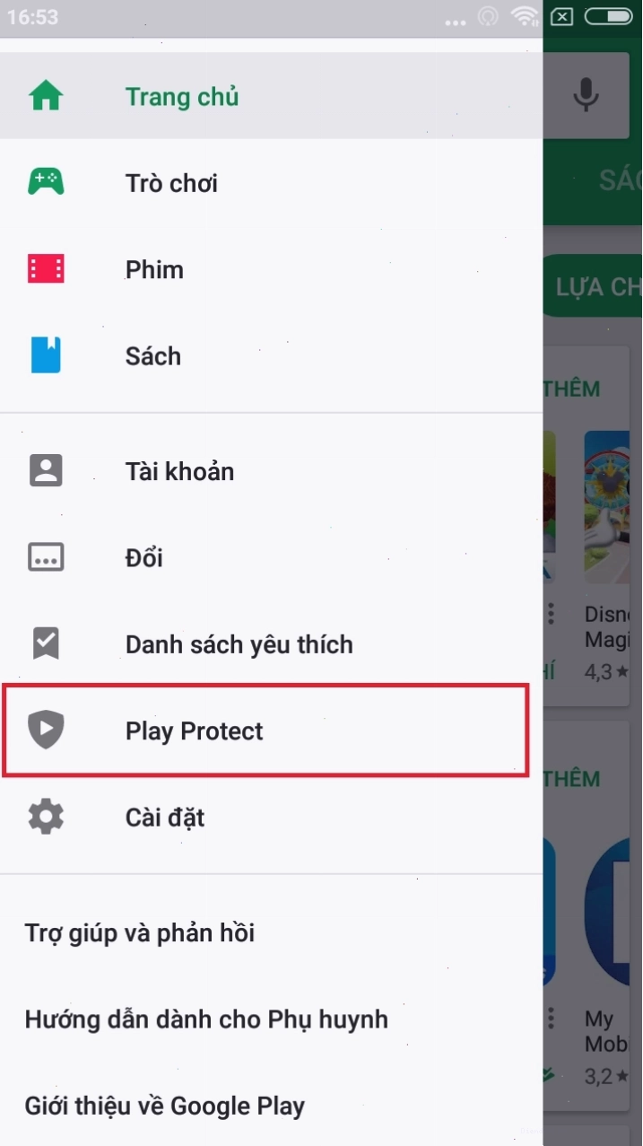Giao diện Google Play Protect trên CH Play