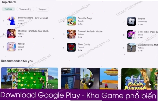 Giao diện Google Play Store trên thiết bị di động
