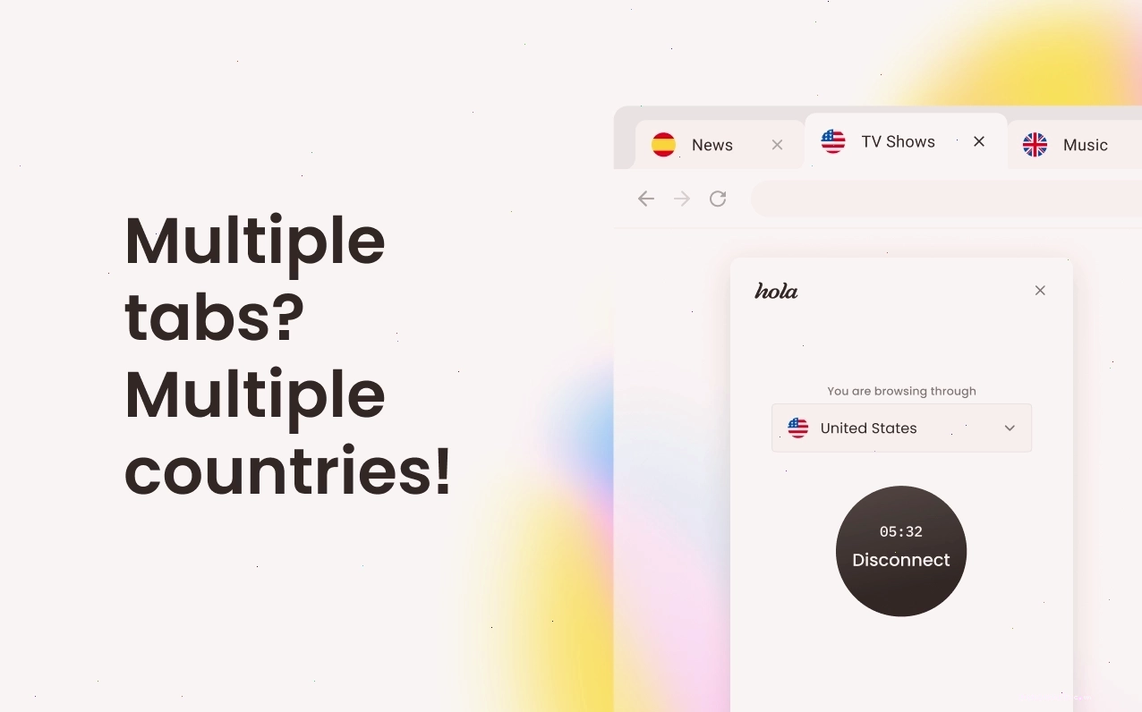 Giao diện Hola VPN trên iPad