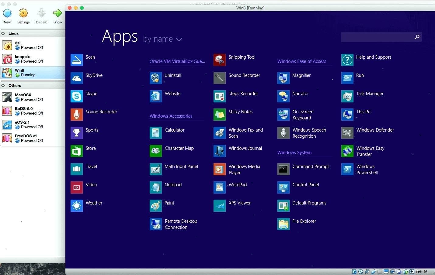 Giao diện máy ảo Windows 8.1 chạy trên macOS bằng VirtualBox