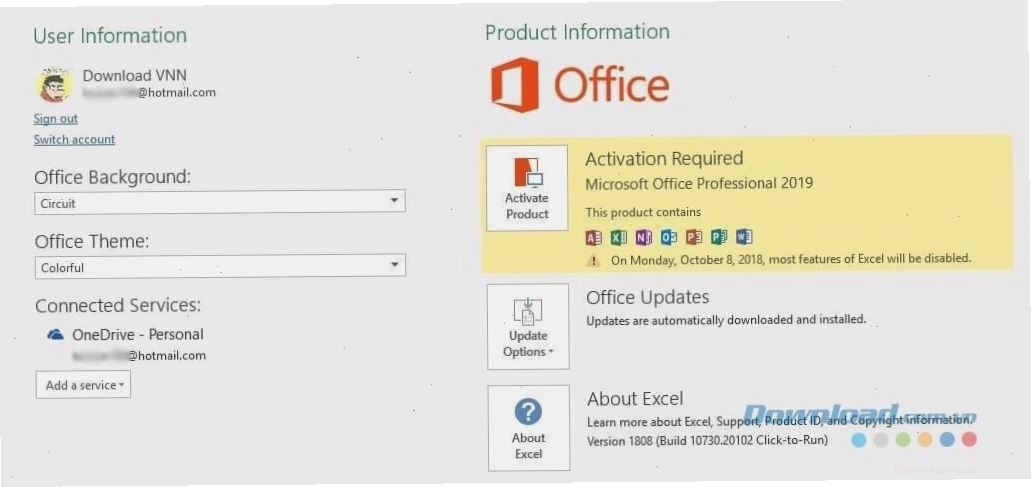 Giao diện Microsoft Office 2019
