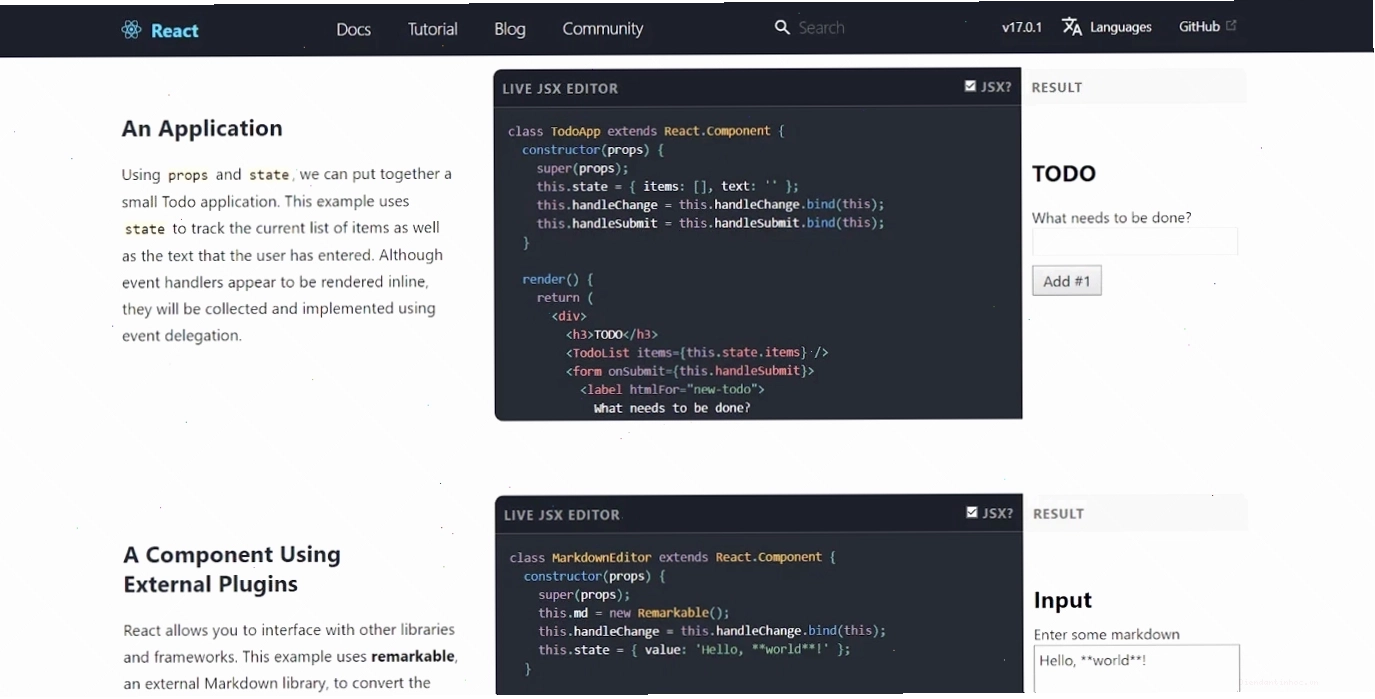 Giao diện minh họa ứng dụng phát triển bằng React
