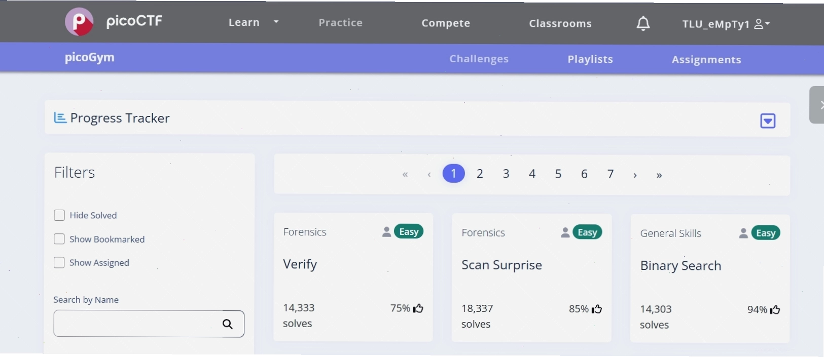 Giao diện một trang web thi CTF
