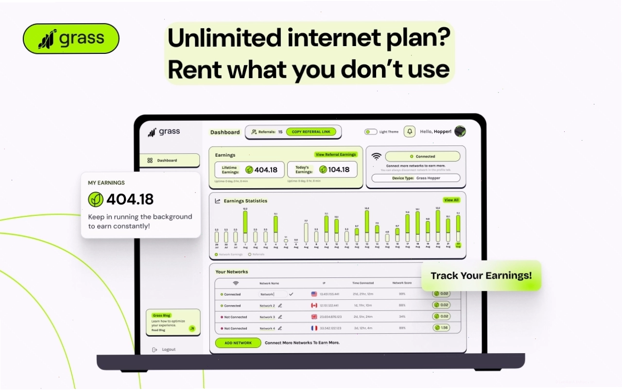 Giao diện người dùng của Grass Lite Node