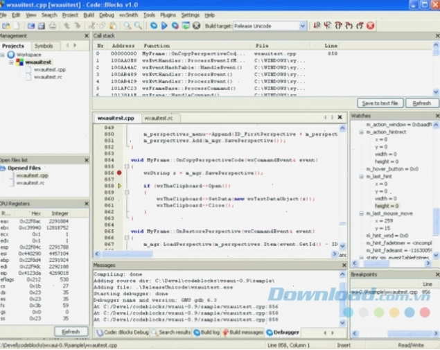 Giao diện người dùng trực quan của Code::Blocks