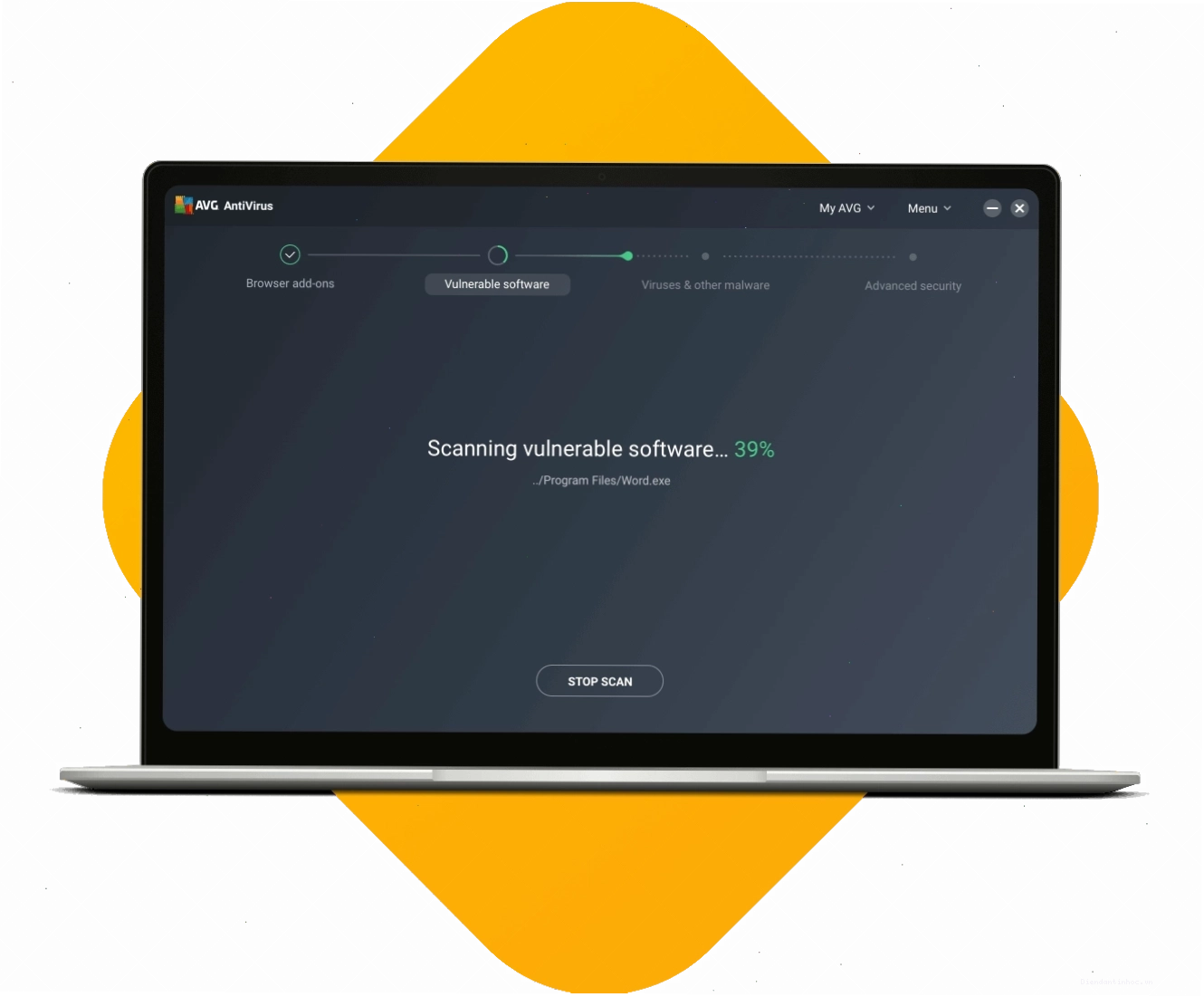 Giao diện phần mềm diệt virus AVG đang quét máy tính