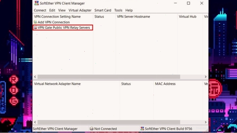 Giao diện phần mềm VPN Gate Client