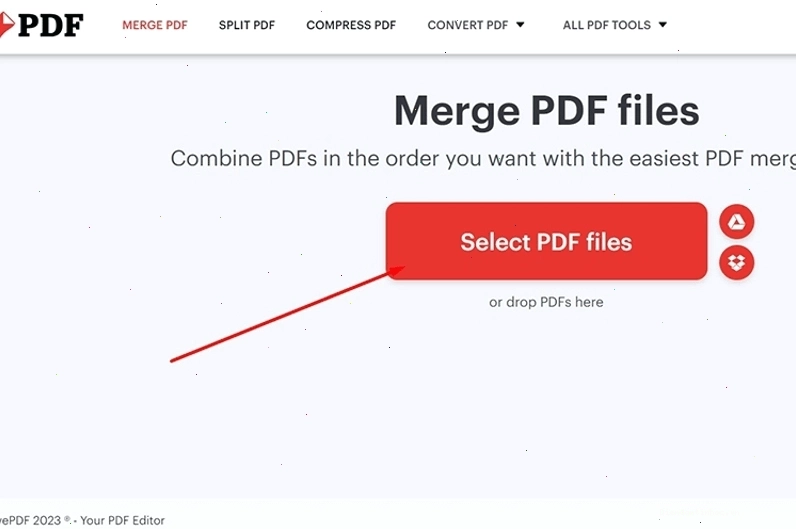 Giao diện tải lên file PDF của iLovePDF