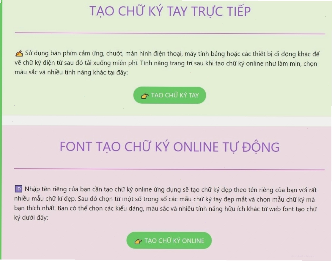Giao diện tạo chữ ký tay trực tuyến tại Chuky.vn