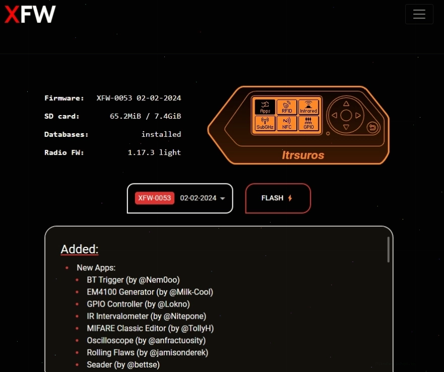 Giao diện tùy biến Flipper Zero qua WEB xtremeFlipper