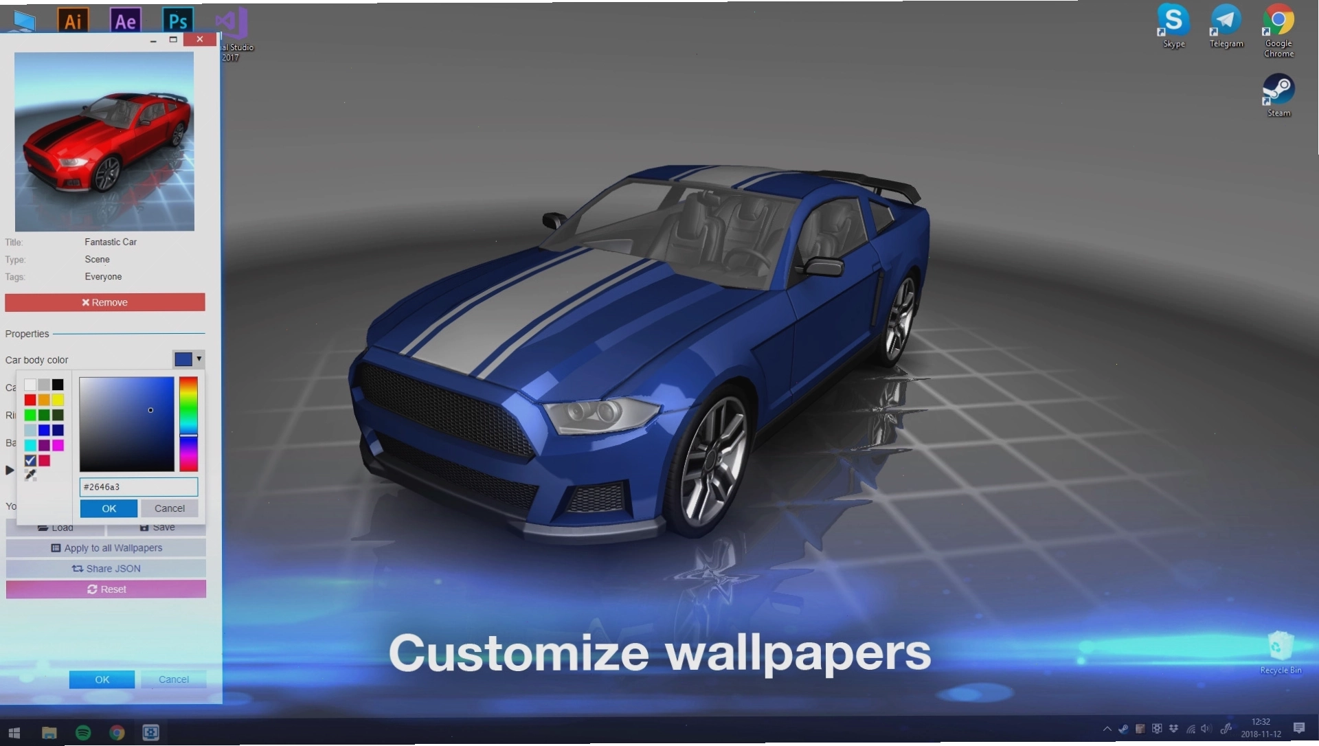 Giao diện tùy chỉnh trong Wallpaper Engine