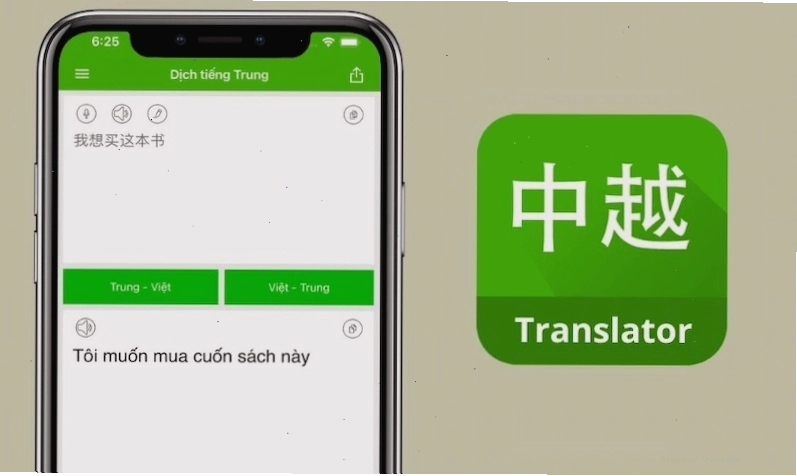 Giao diện ứng dụng dịch tiếng Trung