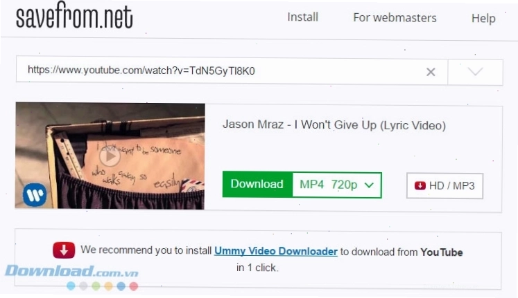 Giao diện ứng dụng SaveFrom.net hỗ trợ tải video miễn phí từ nhiều nguồn