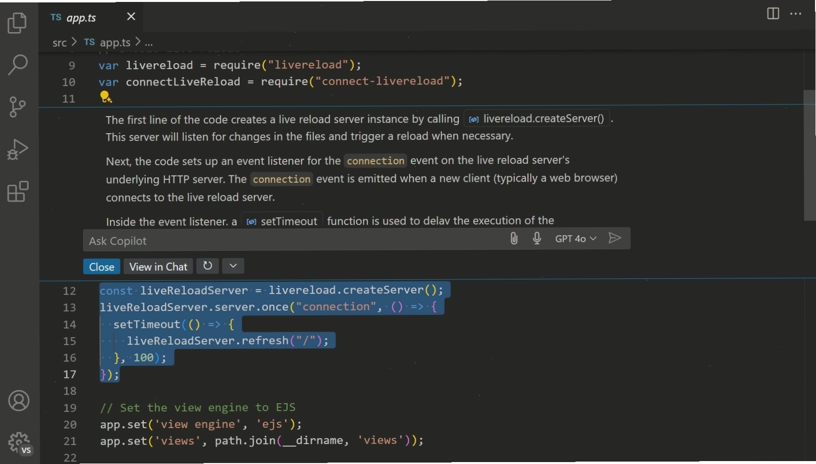 Gợi ý code trực tuyến từ GitHub Copilot trong Visual Studio Code