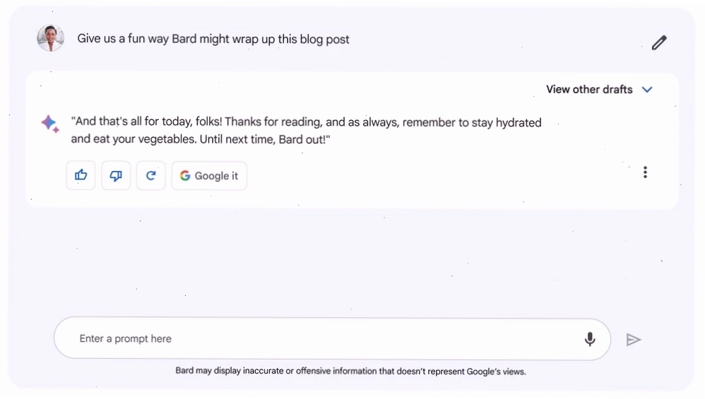 Google Bard giúp người dùng lên ý tưởng sáng tạo và giải đáp thắc mắc