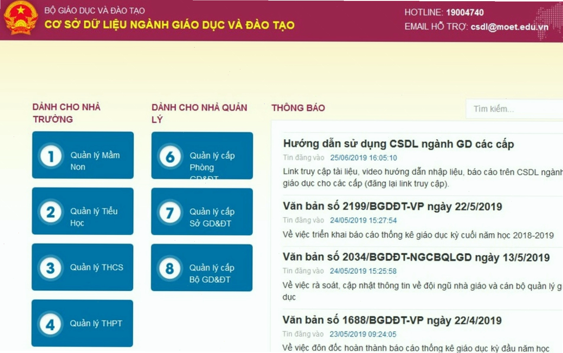 Hệ thống cơ sở dữ liệu giáo dục và đào tạo hoạt động liên tục 24/7