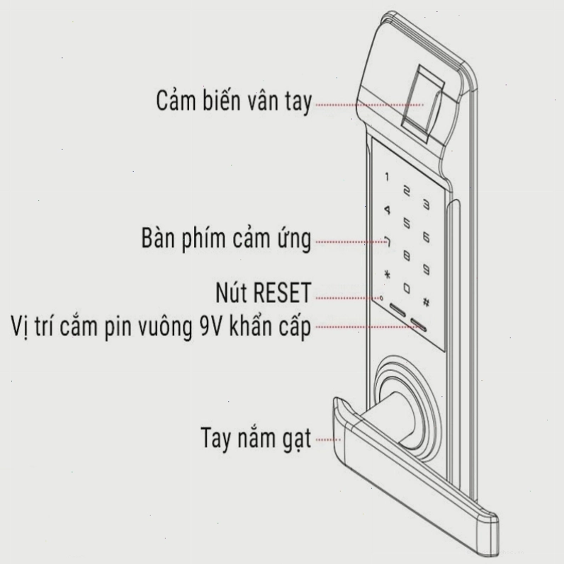 Hình ảnh minh họa các bước cài đặt mật khẩu cho khóa điện tử Hafele EL7700
