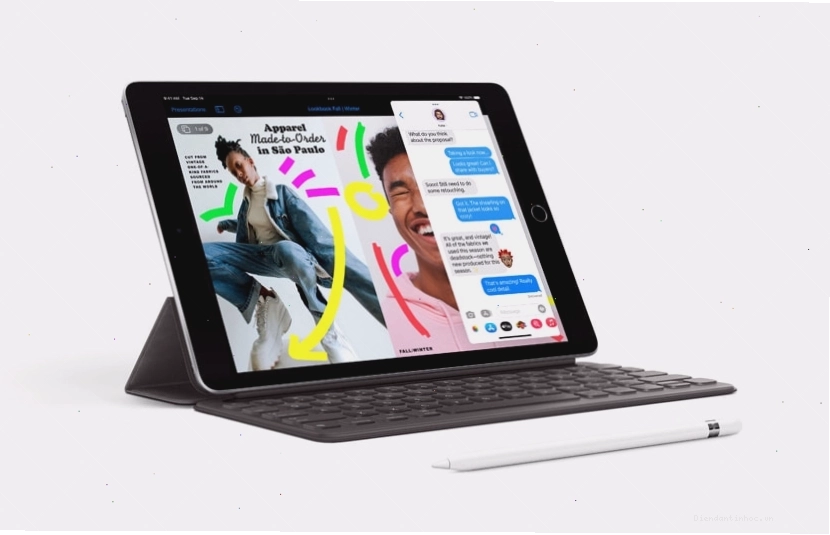 Hình ảnh tổng quan iPad Gen 9 với thiết kế quen thuộc