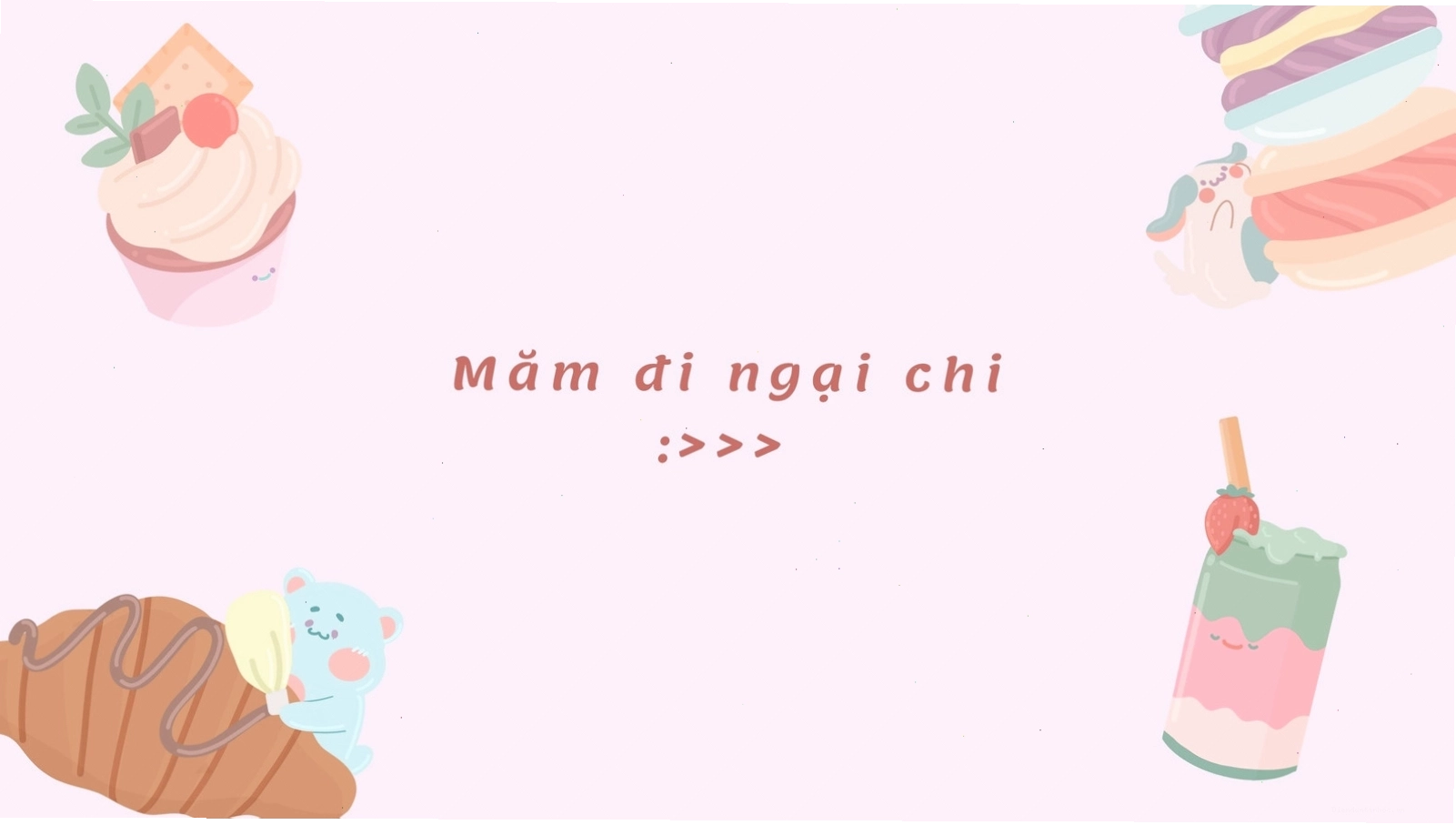 Hình nền máy tính dễ thương chủ đề đồ ăn màu hồng