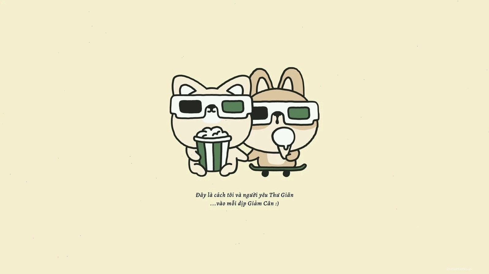 Hình nền máy tính đẹp đơn giản với cặp đôi mèo dễ thương màu nâu be
