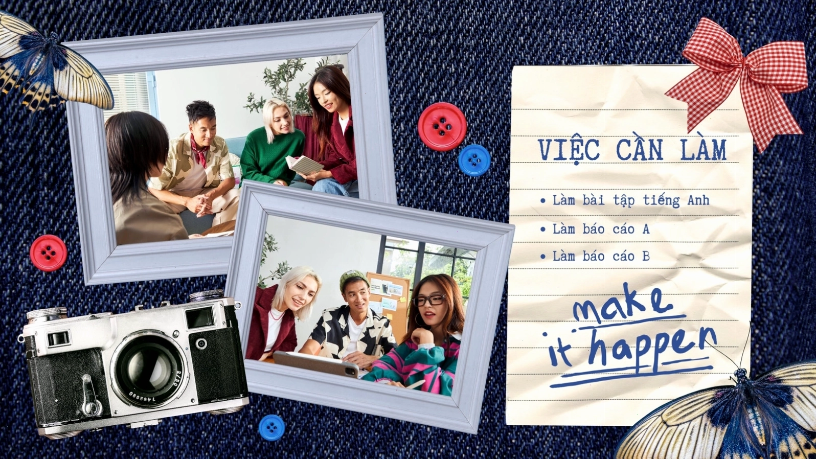 Hình nền máy tính trắng xanh ghép với to-do list