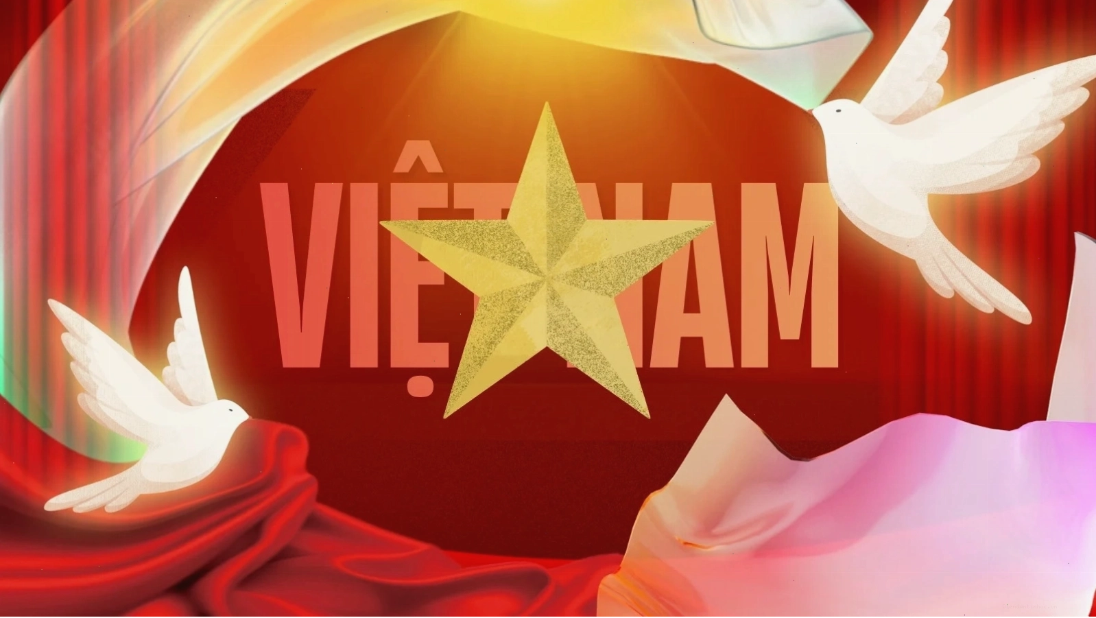 Hình nền máy tính Việt Nam hòa bình màu đỏ vàng trang trọng