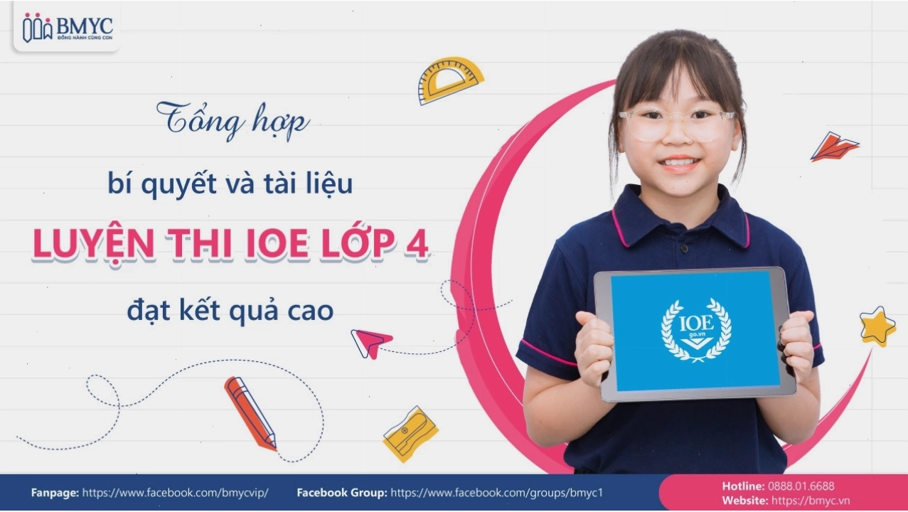 Học sinh đang luyện thi IOE lớp 4 trên máy tính với sự tập trung cao độ