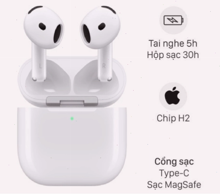 Hộp đựng AirPods 4 chính hãng với logo Apple